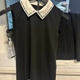 [S] KARL LAGERFELD BLACK LETTERING PRINT IN POLO SLEEVELESS DRESS, L5BH7823-BLK (SKL1301)