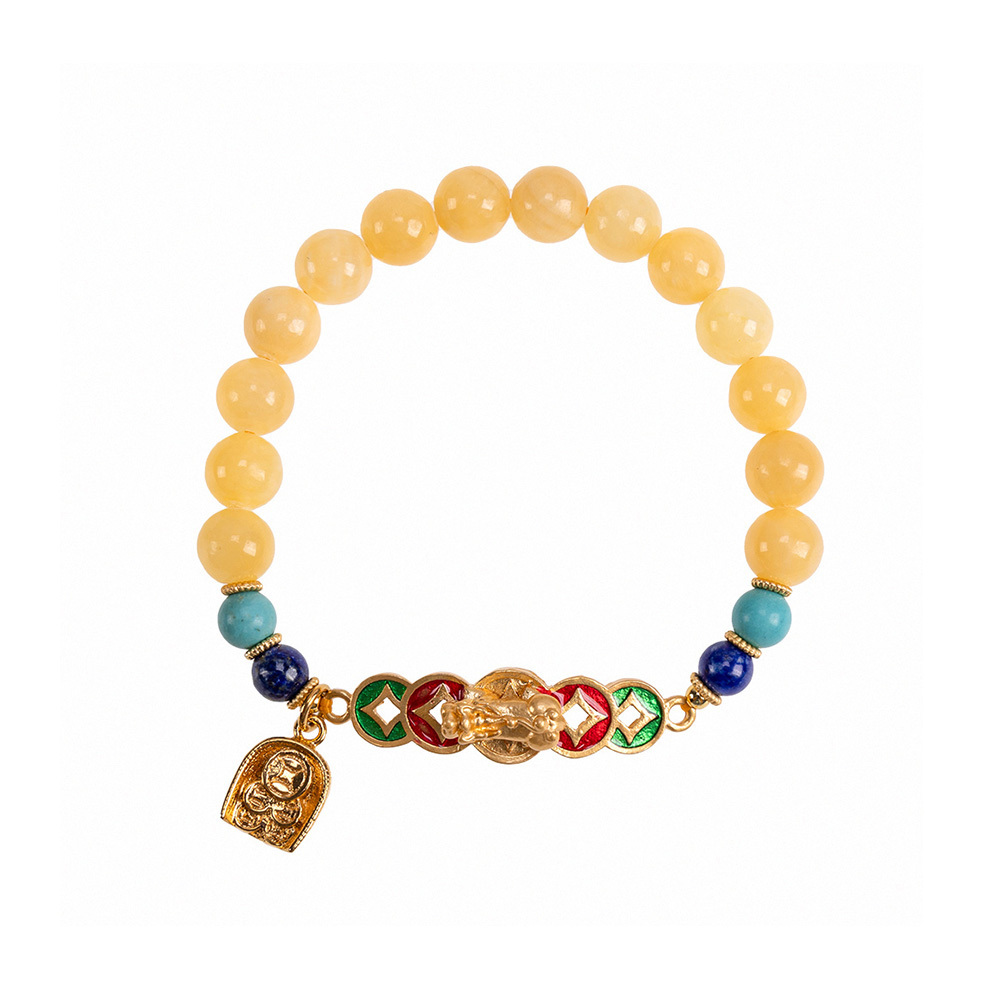 【風水好好玩】日進斗金貔貅黃玉手鍊 (事業運/招財/財運)