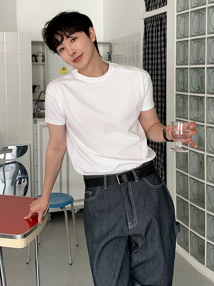 SIMPLEACTION 寬鬆圓領素色短袖上衣