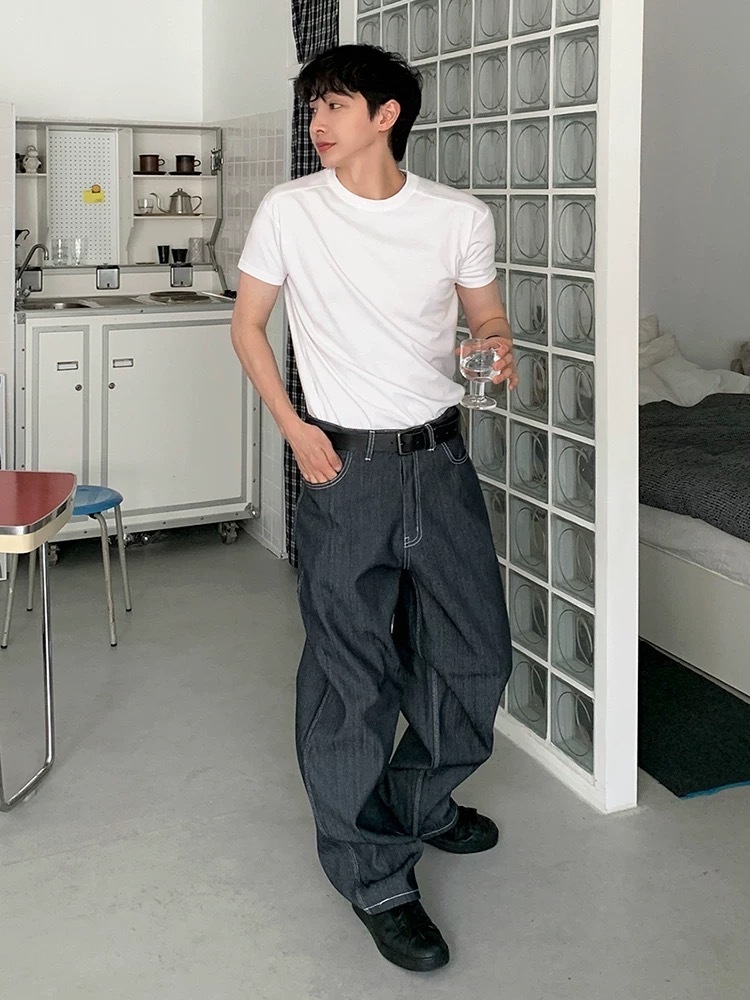 SIMPLEACTION 寬鬆圓領素色短袖上衣