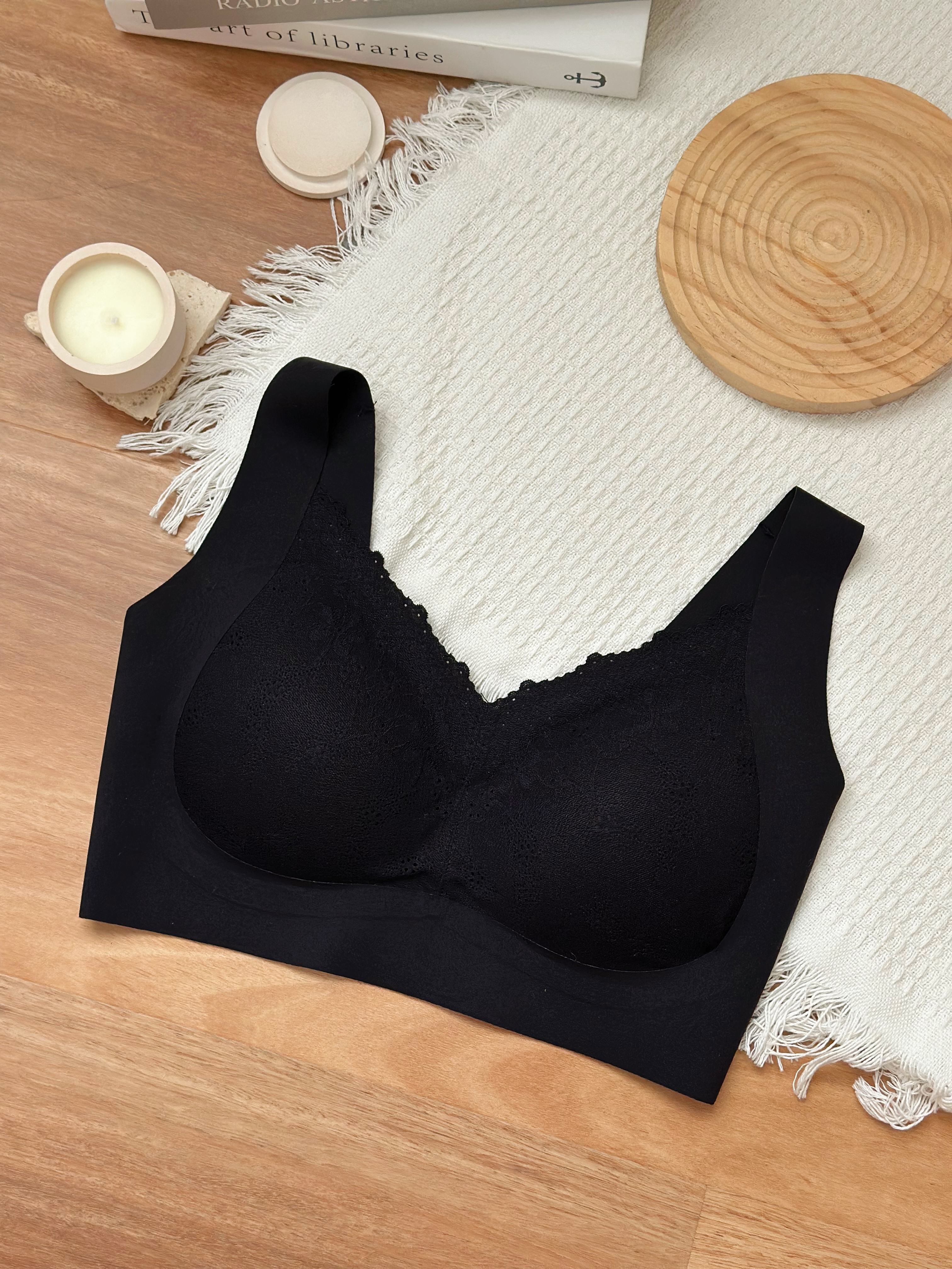 Emily Cozy Lace Wireless Bra Black - BR15BLK