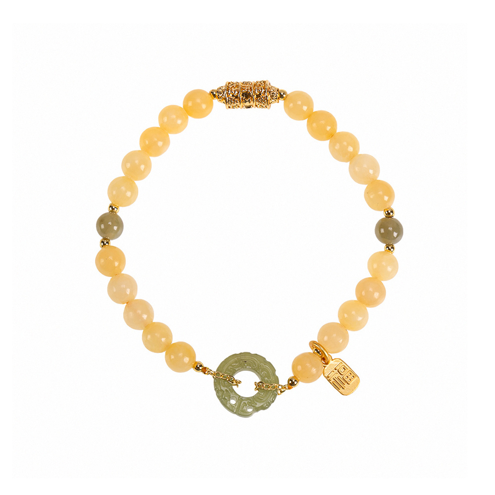 【風水好好玩】圓滿聚福黃玉手鍊 (事業運/招財/辟邪護身/偏財運/保平安)