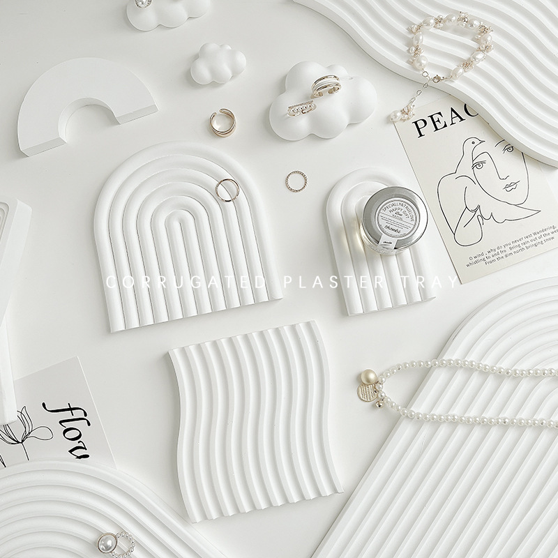 《5852》石膏拱門波浪款飾品收納托盤