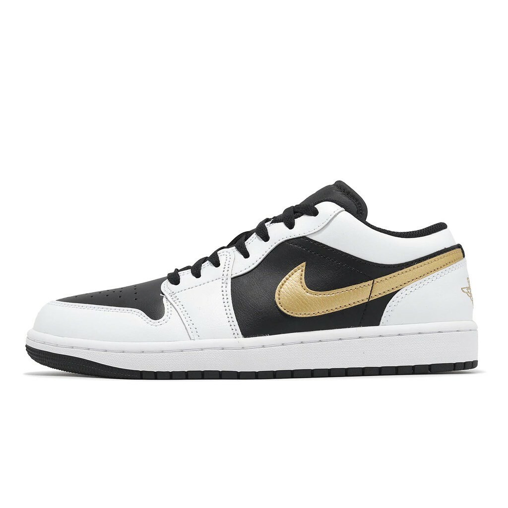 Nike Air Jordan 1 Low 男  喬丹 AJ1 低筒 白黑金 553558-172