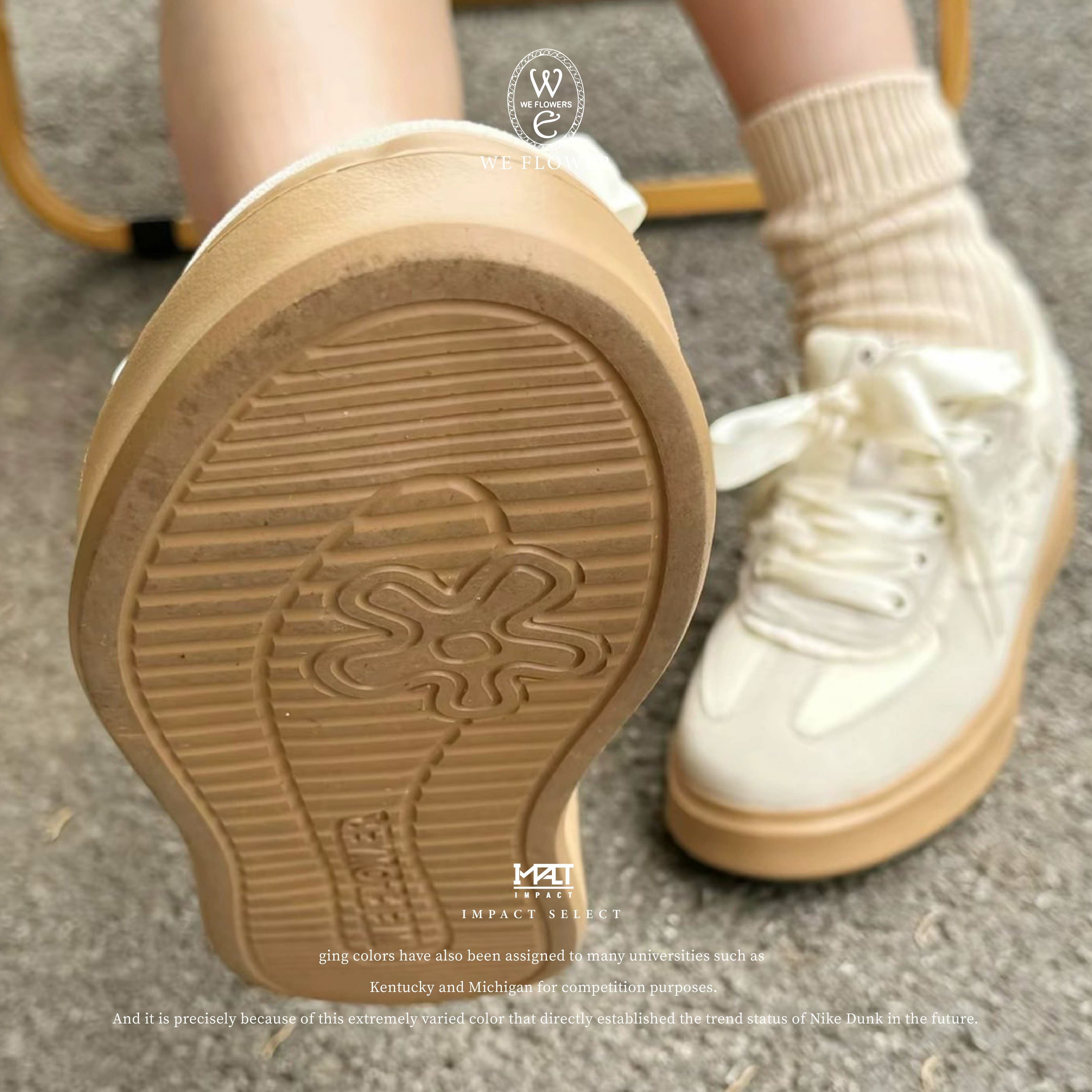 WE FLOWER 小花鞋X娜小古IP 聯名款 德訓鞋 奶茶色 WF002-2