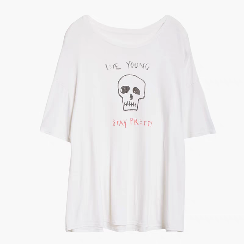 GD權志龍 U領骷髏塗鴉短袖上衣