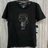 [S] KARL LAGERFELD BLACK/SILVER TONAL KARL SPARKLE LOGO TEE, L5WHA007-BSV (SKL1309)