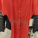 [S] KARL LAGERFELD APPLE SHORT SLEEVE BUTTON LONG DRESS, L5BB0924-APP (SKL1312)