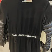 [S] KARL LAGERFELD BLACK LOGO TAPE IN WAIST DRESS, L5WDA432-BLK (SKL1313)
