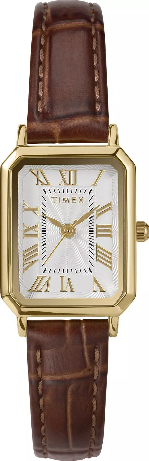 萬年鐘錶 - TIMEX 天美時  Dress 系列  經典羅馬時標方形皮革女錶 TW2Y00900 錶徑21MM