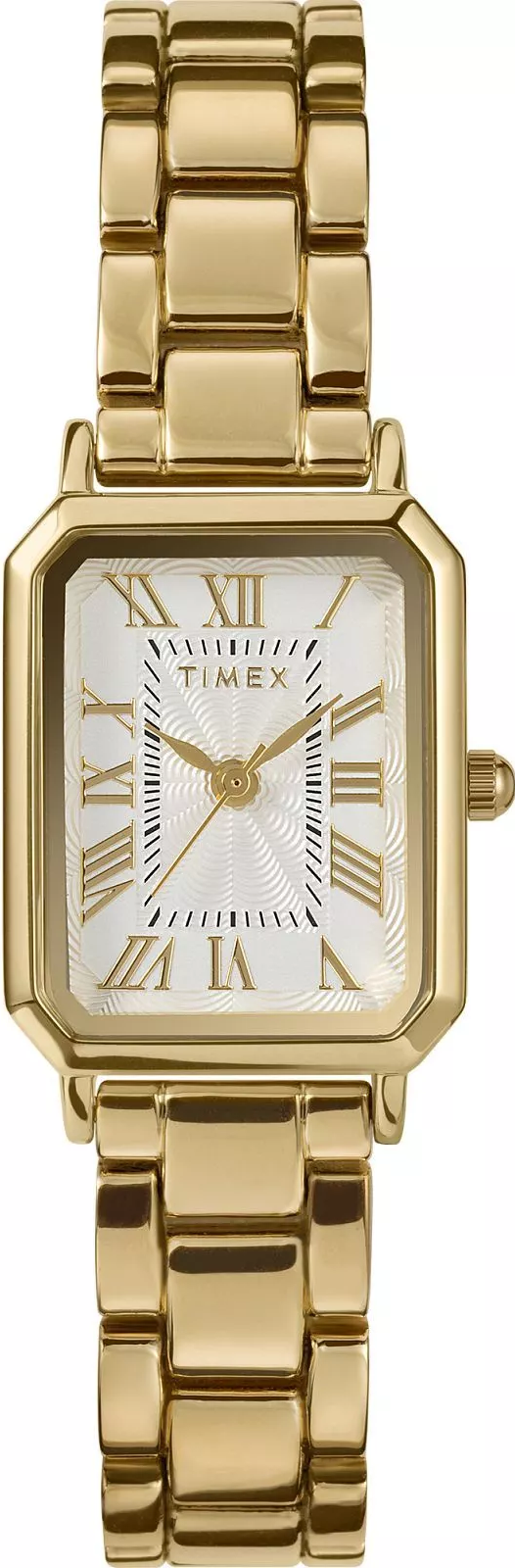 萬年鐘錶 - TIMEX 天美時  Dress 系列  全金色經典羅馬時標方形不鏽鋼女錶 TW2Y01200 錶徑21MM