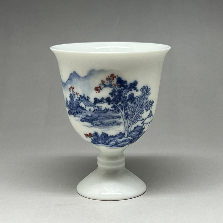 茶香自在】曉芳窯蔡曉芳大師手繪青花釉裡紅茶杯主人杯