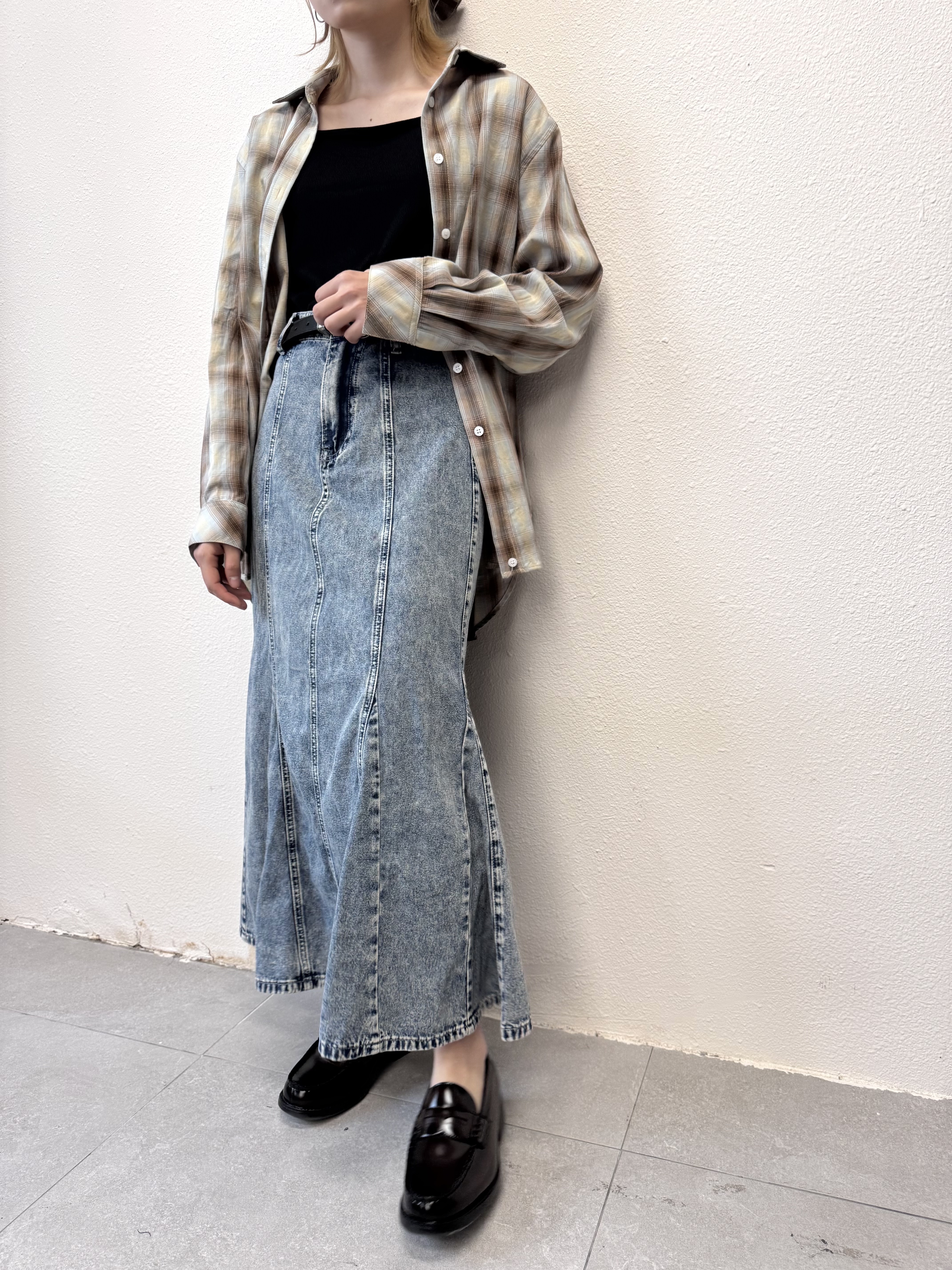 石磨洗水色牛仔魚尾裙 - SK9894