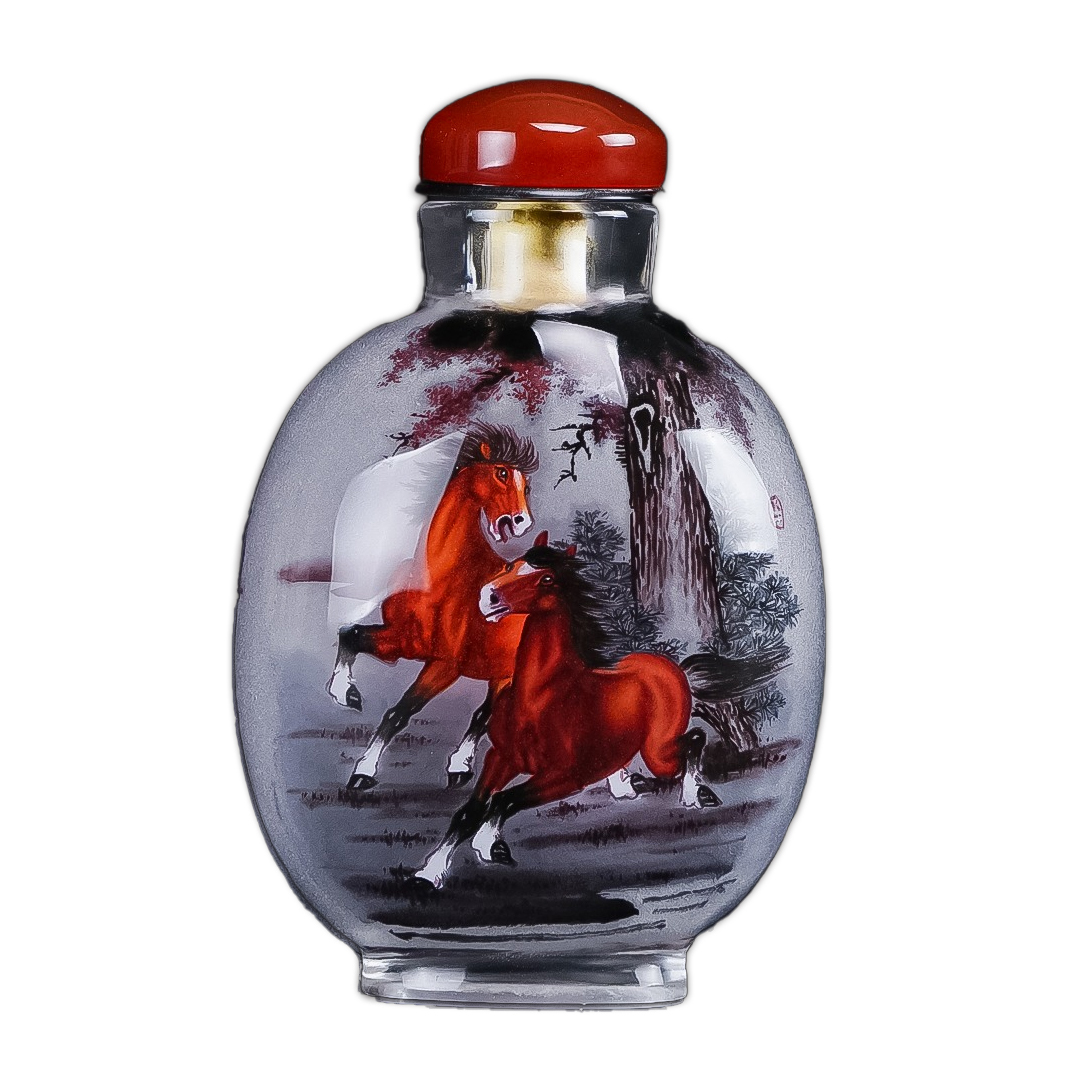 雙馬會鼻煙壺 雙馬奔騰的力量與靈動
