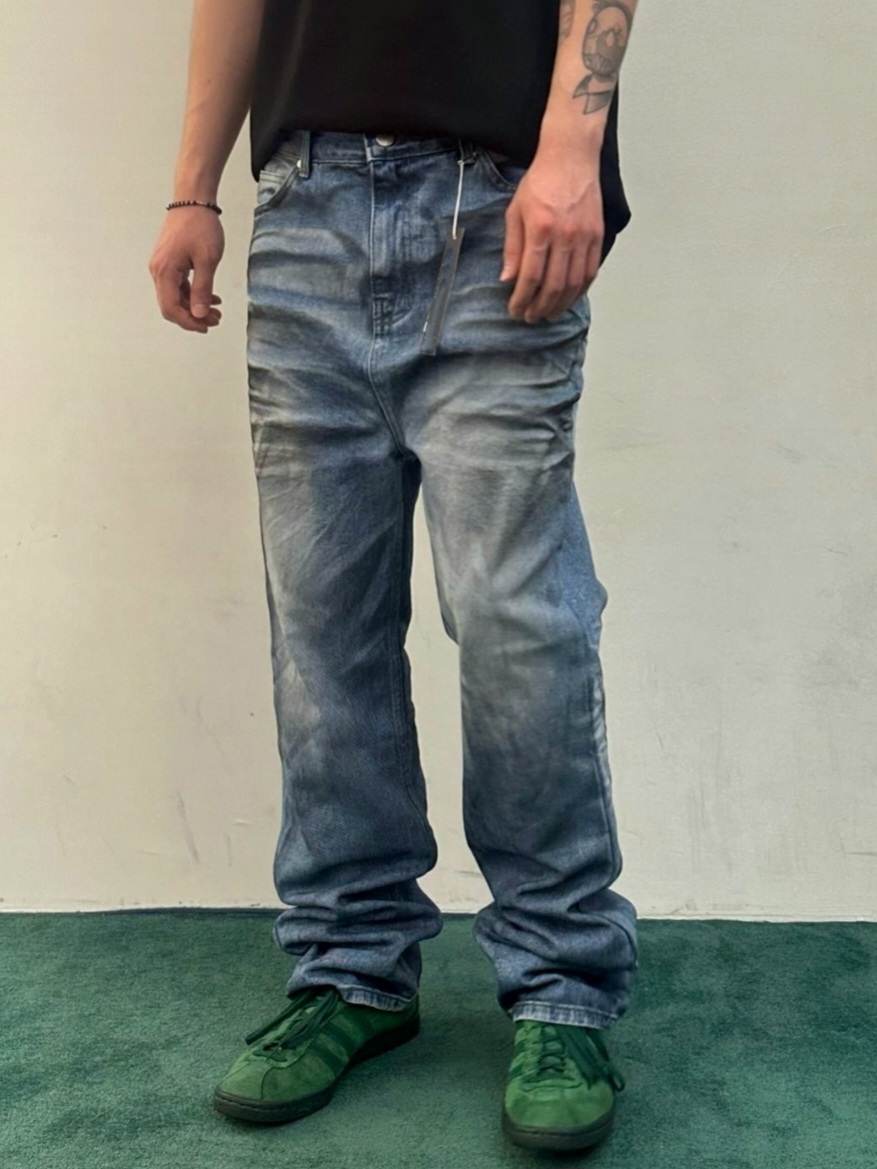 (韓國獨家特價)刷舊壓紋牛仔褲