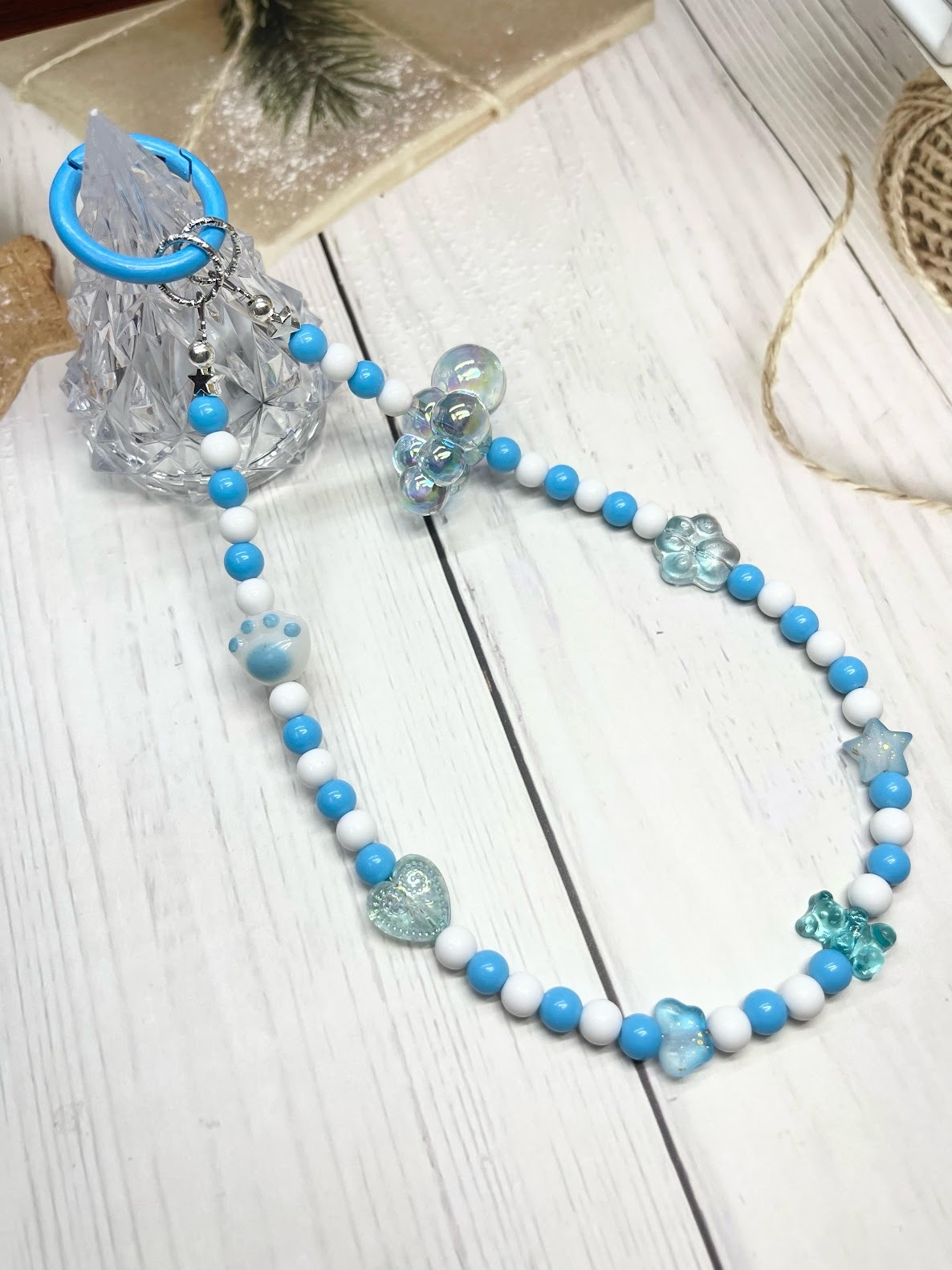 🌟藍白小珠🌟手工串珠掛飾