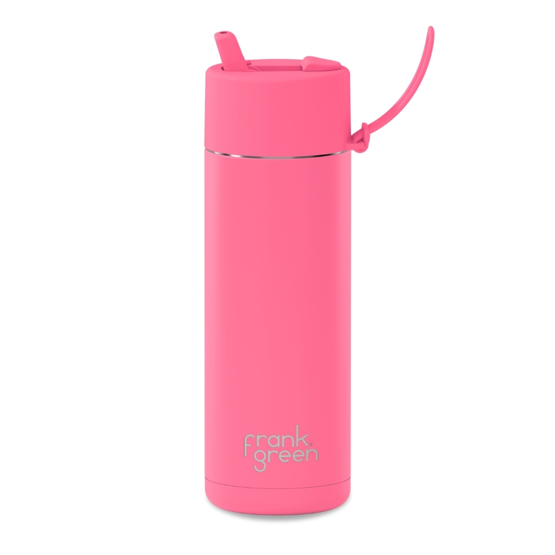 Bubblegum Blast Ceramic Reusable Bottle with Flip Straw Lid- 20oz / 595ml | FRANK GREEN