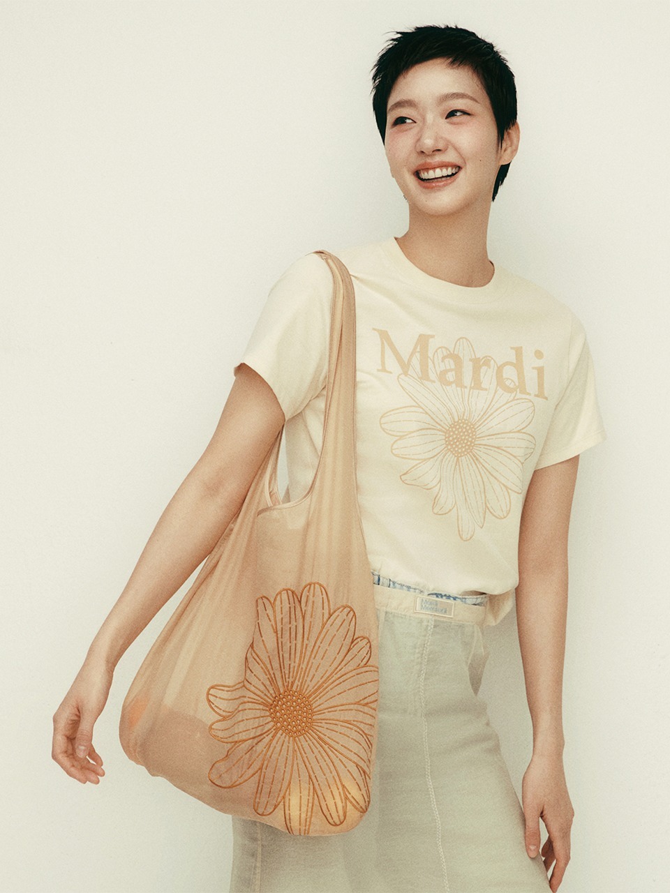 CANVAS BAG FLOWER DU MARDI_CREAM BLUE main image 1
