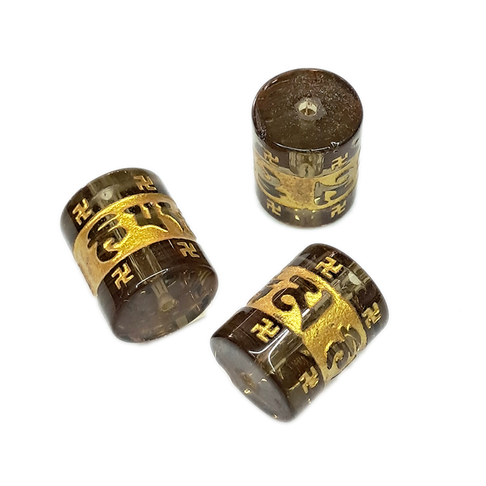 六字真言 轉經輪{茶晶}珠1.6*1.3公分1顆【十方】144419