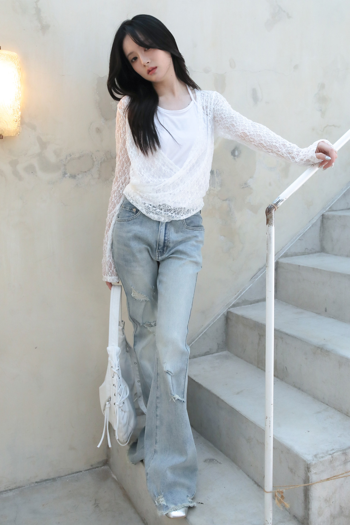 Washing Damage Bootcut #靴型褲