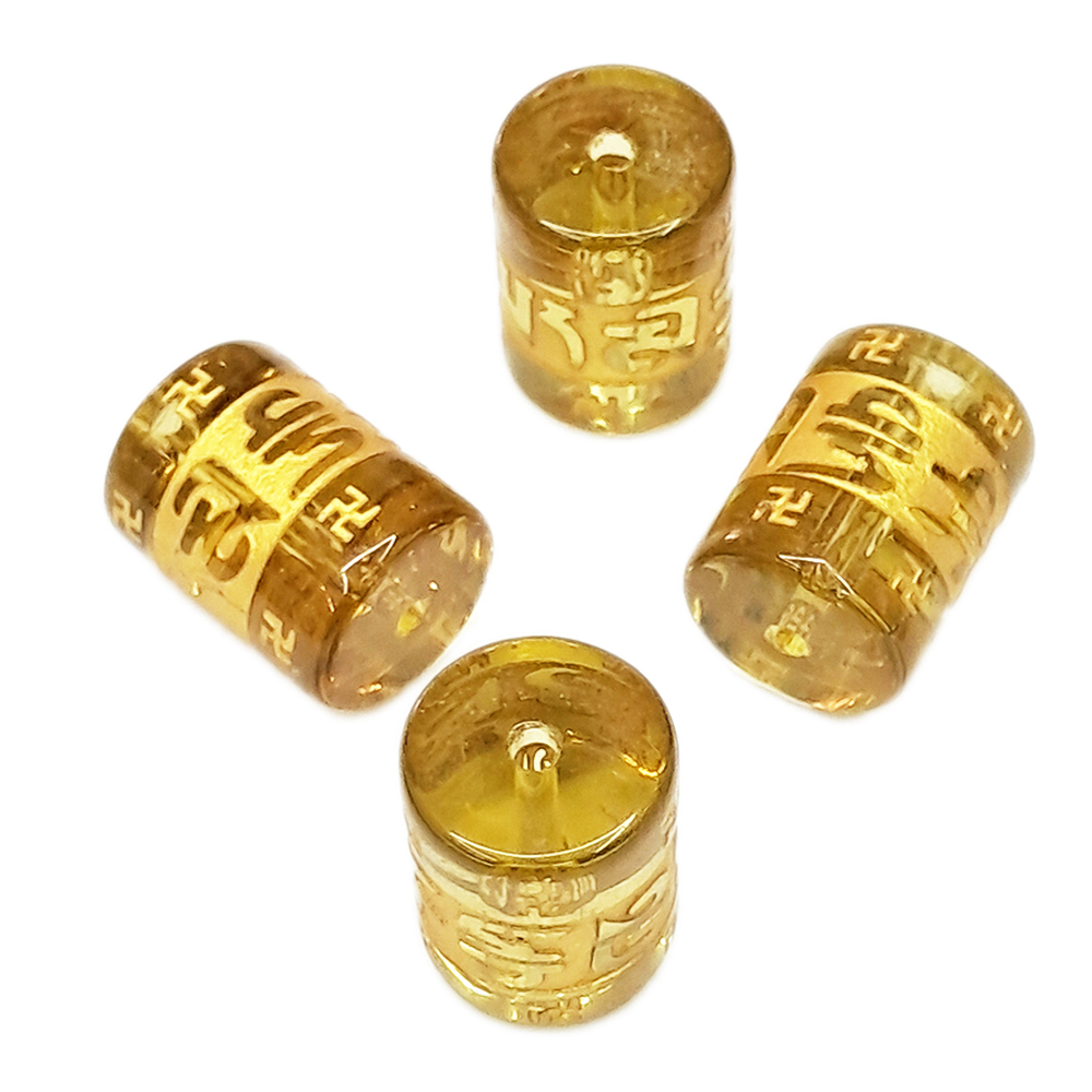 六字真言 轉經輪{黃晶}珠1.6*1.2公分1顆【十方】144416