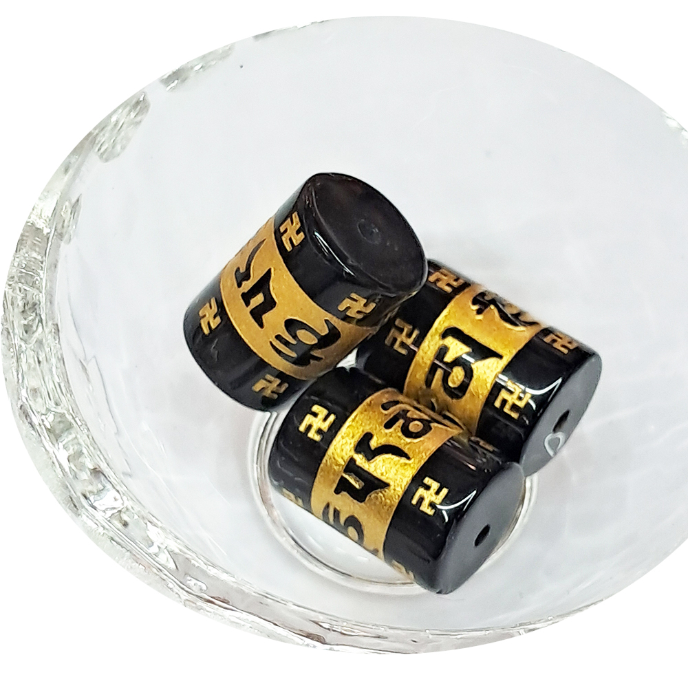 六字真言 轉經輪{黑曜石}珠  公分1顆【十方】144609