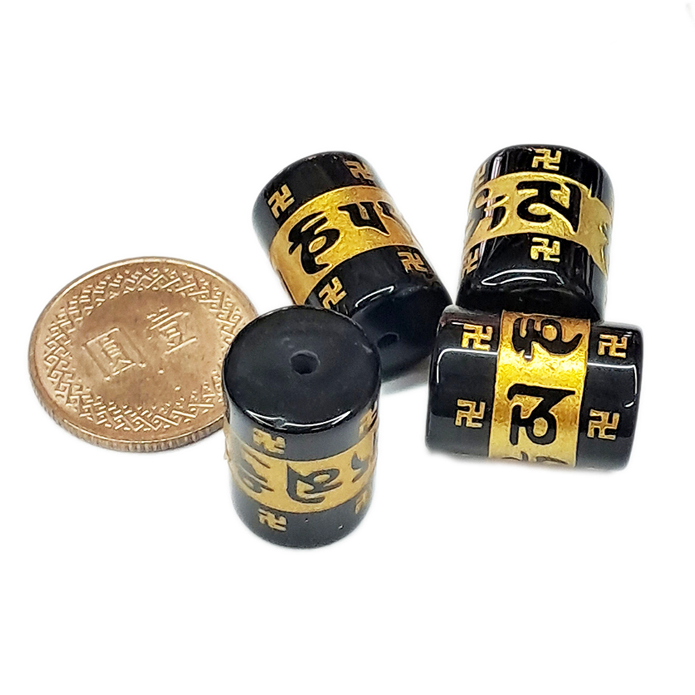 六字真言 轉經輪{黑曜石}珠  公分1顆【十方】144609