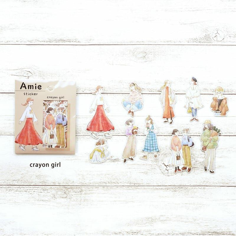 蠟筆女孩 Amie系列 40枚貼紙包｜日本Mind Wave