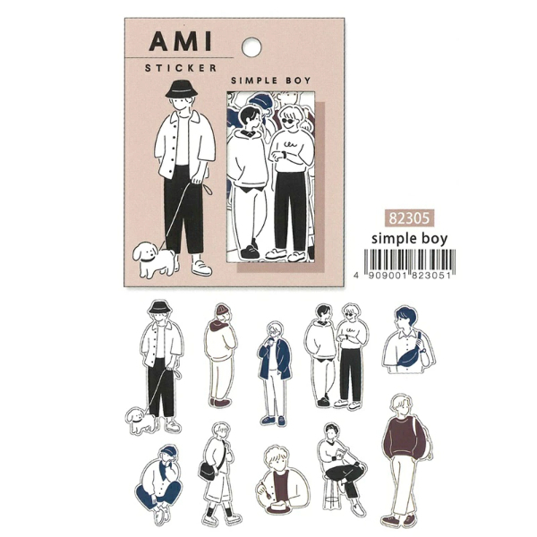 簡單男孩 Amie系列 40枚貼紙包｜日本Mind Wave