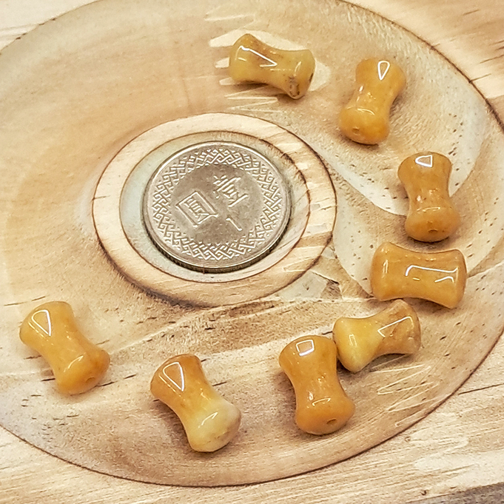 黃玉 細腰 珠 0.7*1.2公分1顆【十方】119397