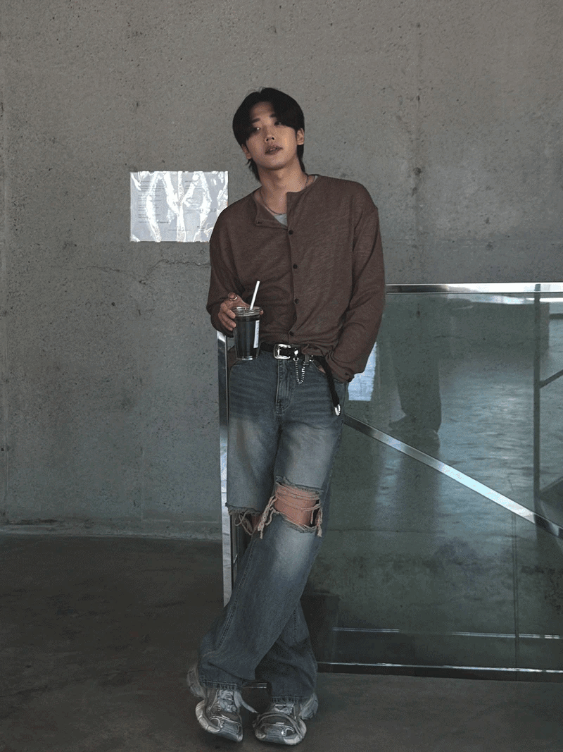 亞麻羅紋圓領開衫