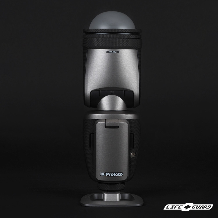 LIFE+GUARD 閃光燈貼膜安裝示意，適用 Profoto A1