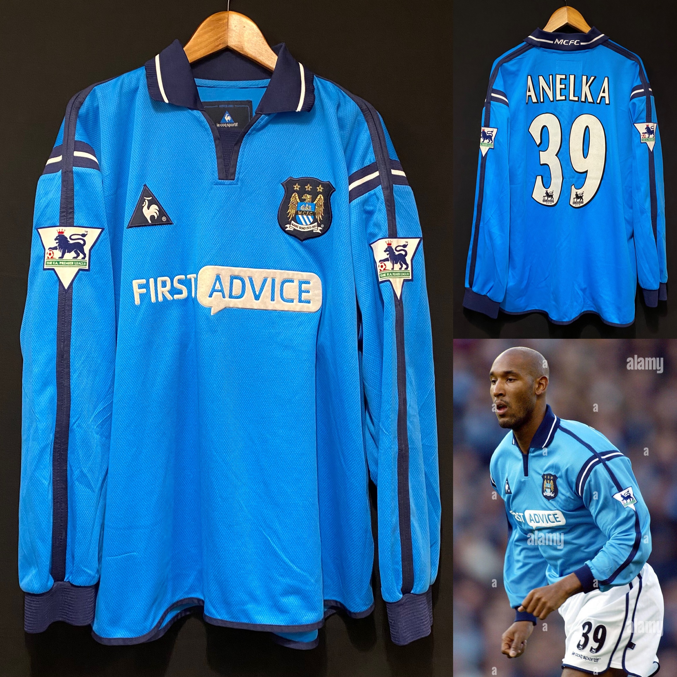 (球員版) 曼城 2002-2003 Le Coq Sportif 主場長袖球員版球衣 #39 ANELKA