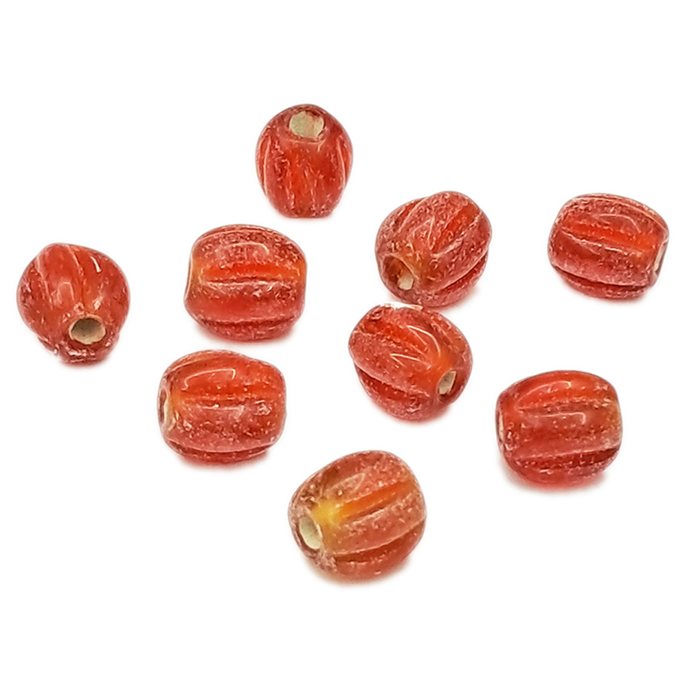 橘琉璃福瓜珠0.9*1.1公分1顆【十方】115421