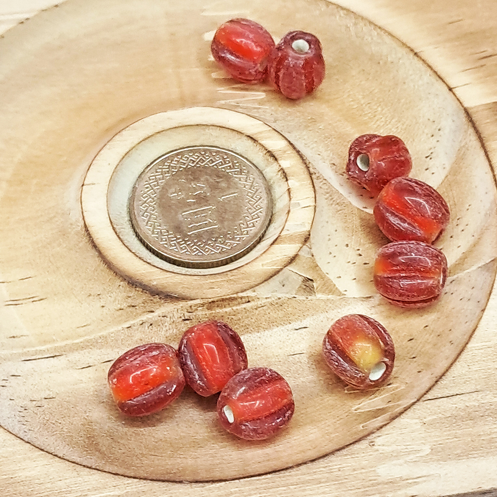 橘琉璃福瓜珠0.9*1.1公分1顆【十方】115421