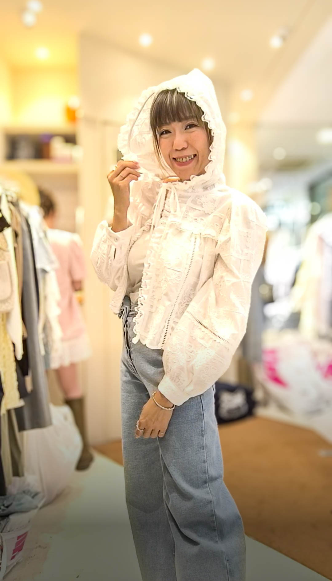 PM_K2107  ▶️連帽蕾絲外套 👉B:cm L:53cm👈