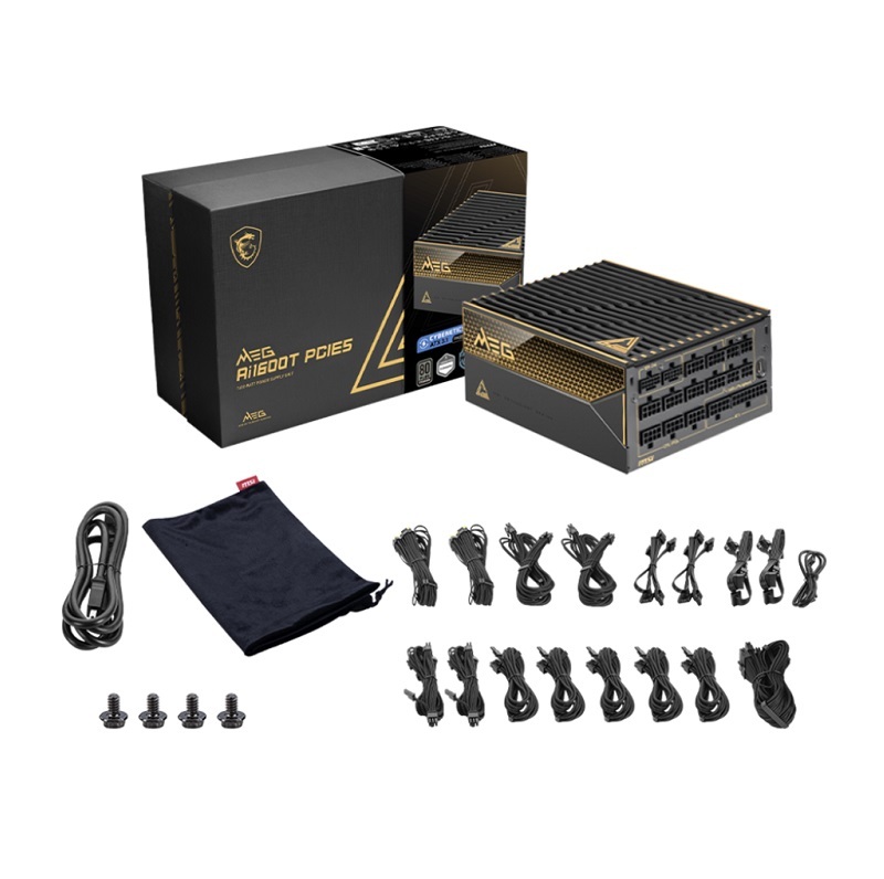米特3C數位–MSI 微星 MEG Ai1600T PCIE5 1600W 白金牌 全模組 ATX3.0 電源供應器