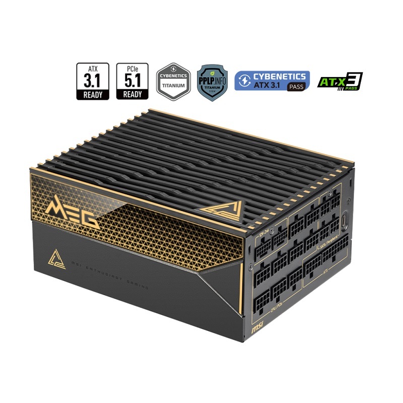 米特3C數位–MSI 微星 MEG Ai1600T PCIE5 1600W 白金牌 全模組 ATX3.0 電源供應器