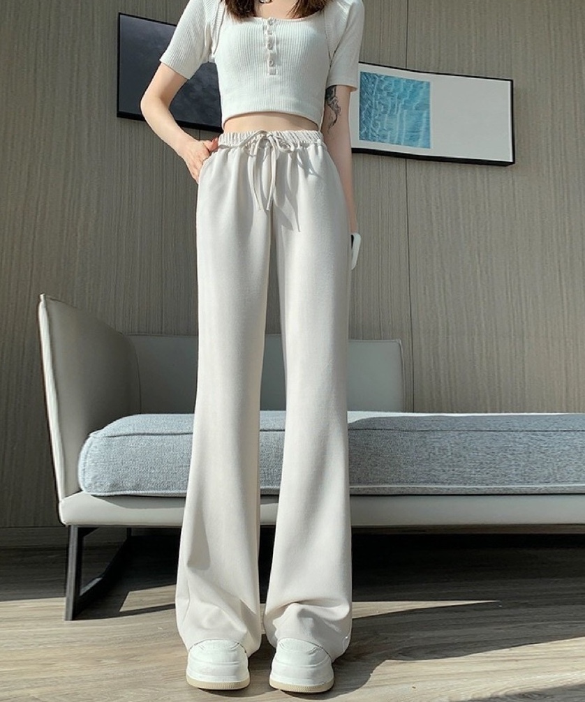 人氣鬆緊腰綁繩喇叭褲