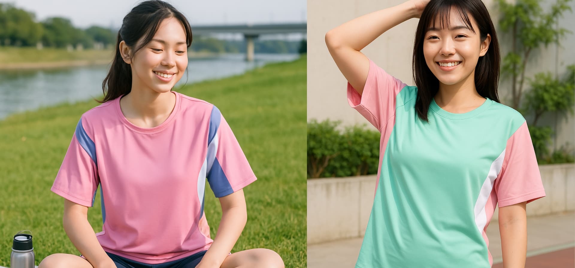 女透氣快乾色塊導流機能Tee