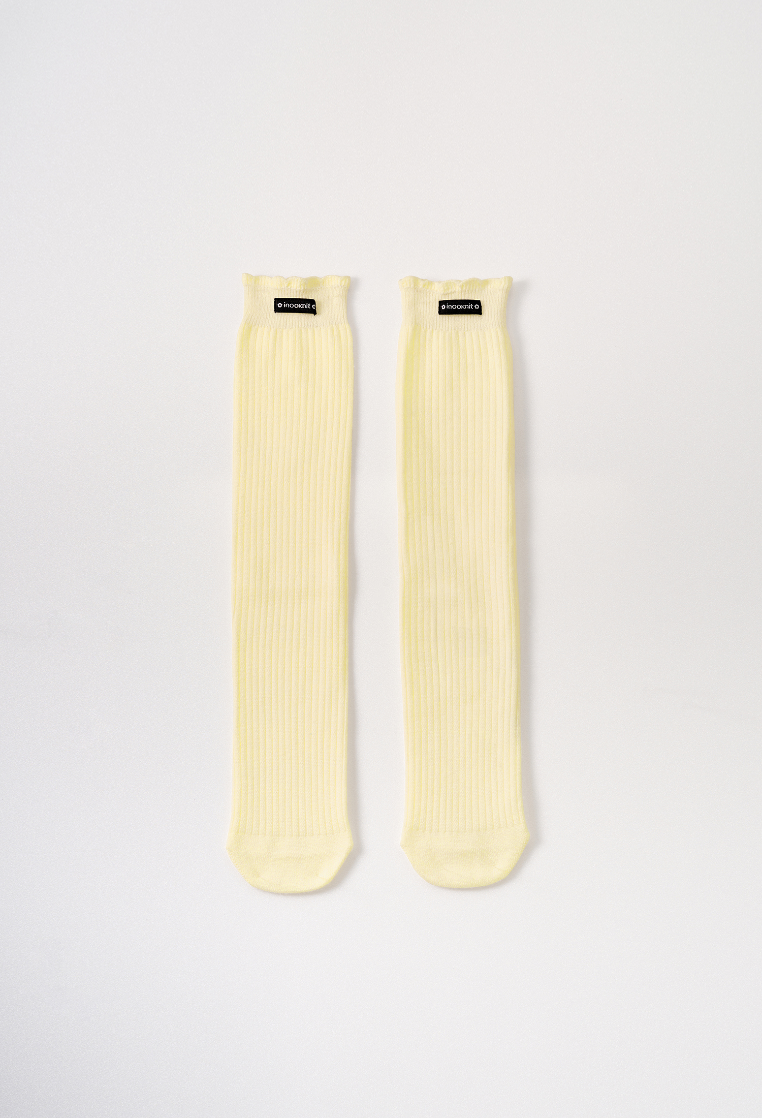 花瓣羅紋襪 奶油黃