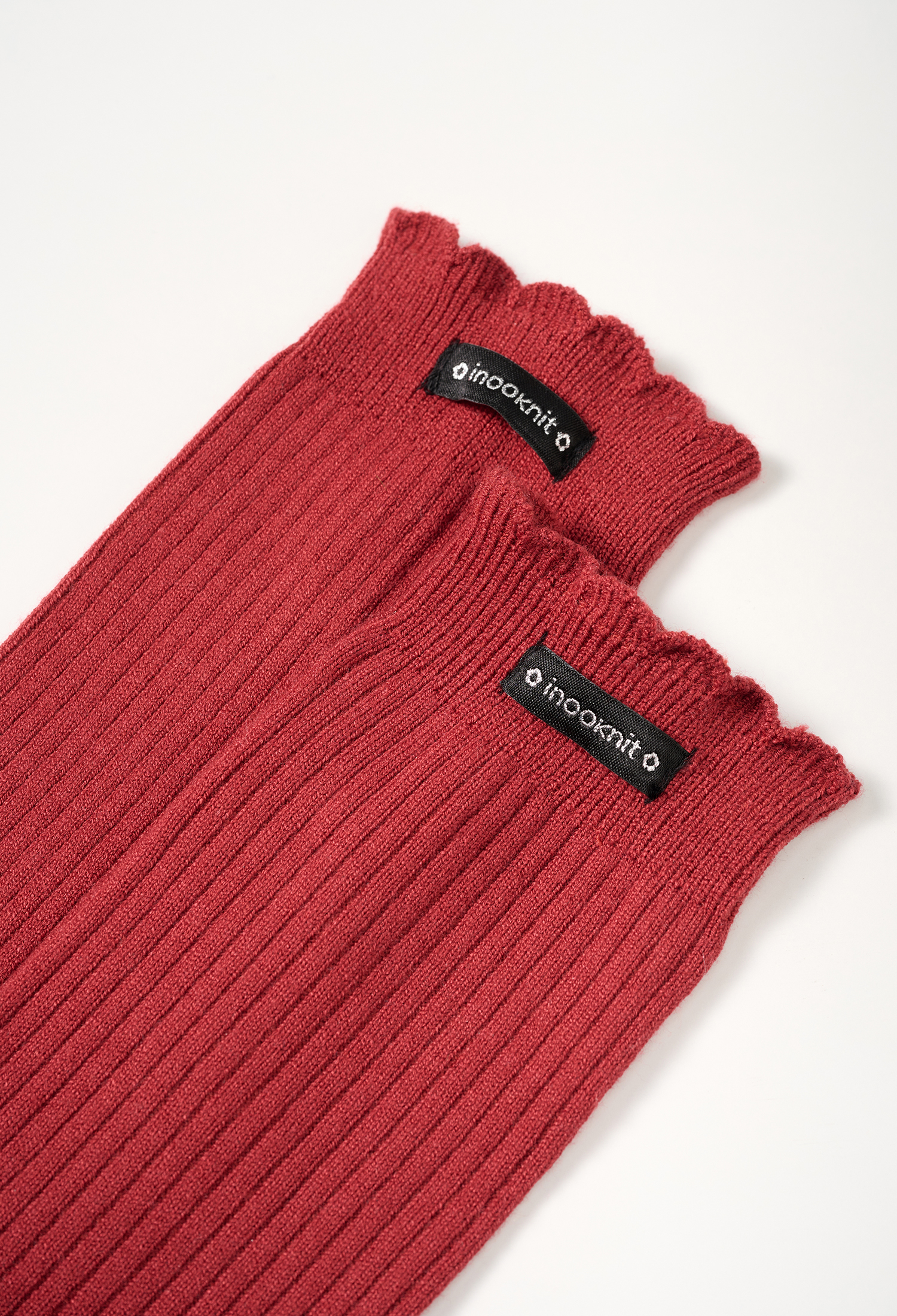 花瓣羅紋襪 法式紅