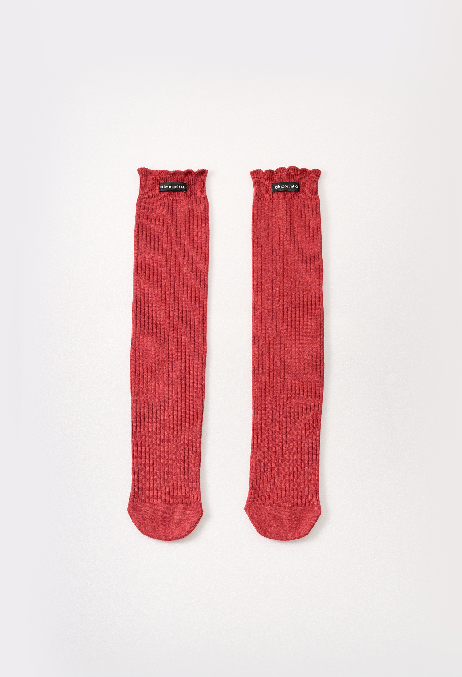 花瓣羅紋襪 法式紅