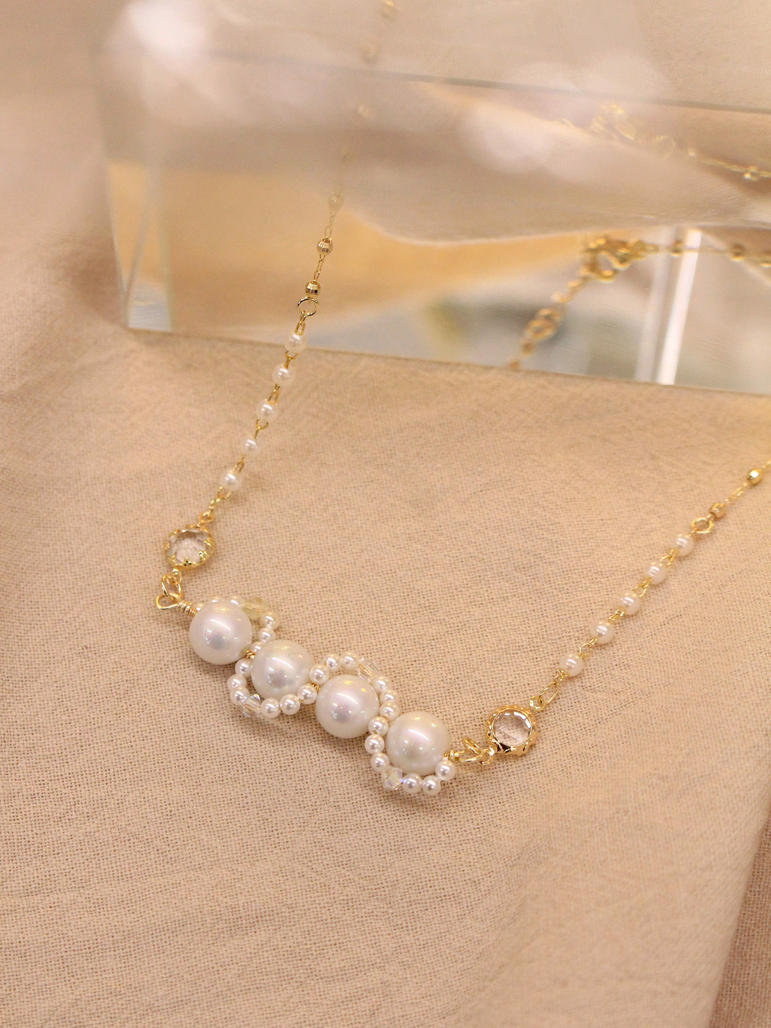 山丘打卡。MUCHAT手作14KGP珍珠水晶項鍊