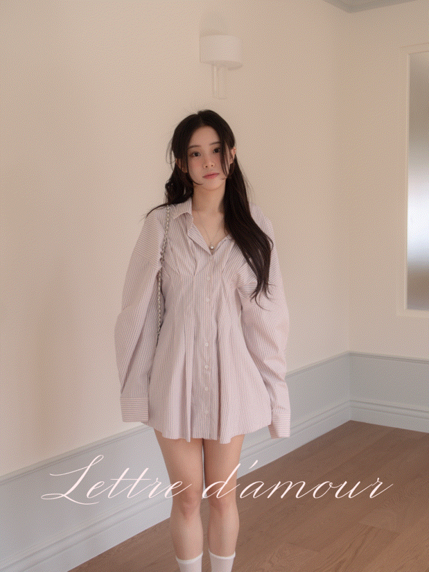 ［48h快速出貨⚡］( 私訊超過3000則♡ˎˊ˗ 獨家定制2種長度 ) ⋆˚𝜗𝜚˚⋆ 𝐋𝐞𝐭𝐭𝐫𝐞 𝐝’𝐚𝐦𝐨𝐮𝐫 法式抓褶後綁帶襯衫洋裝