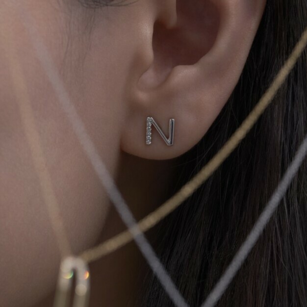 鑽石單邊耳環 |字母系列
