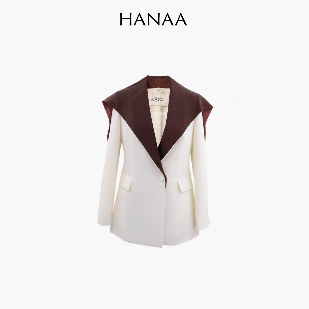 HANAA 新款重磅真絲羊毛可拆卸翻領西裝