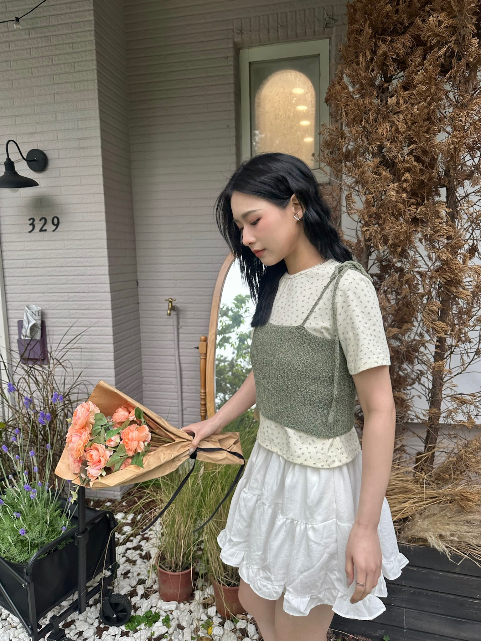 頭號甜心小花踢恤+綁帶小背心