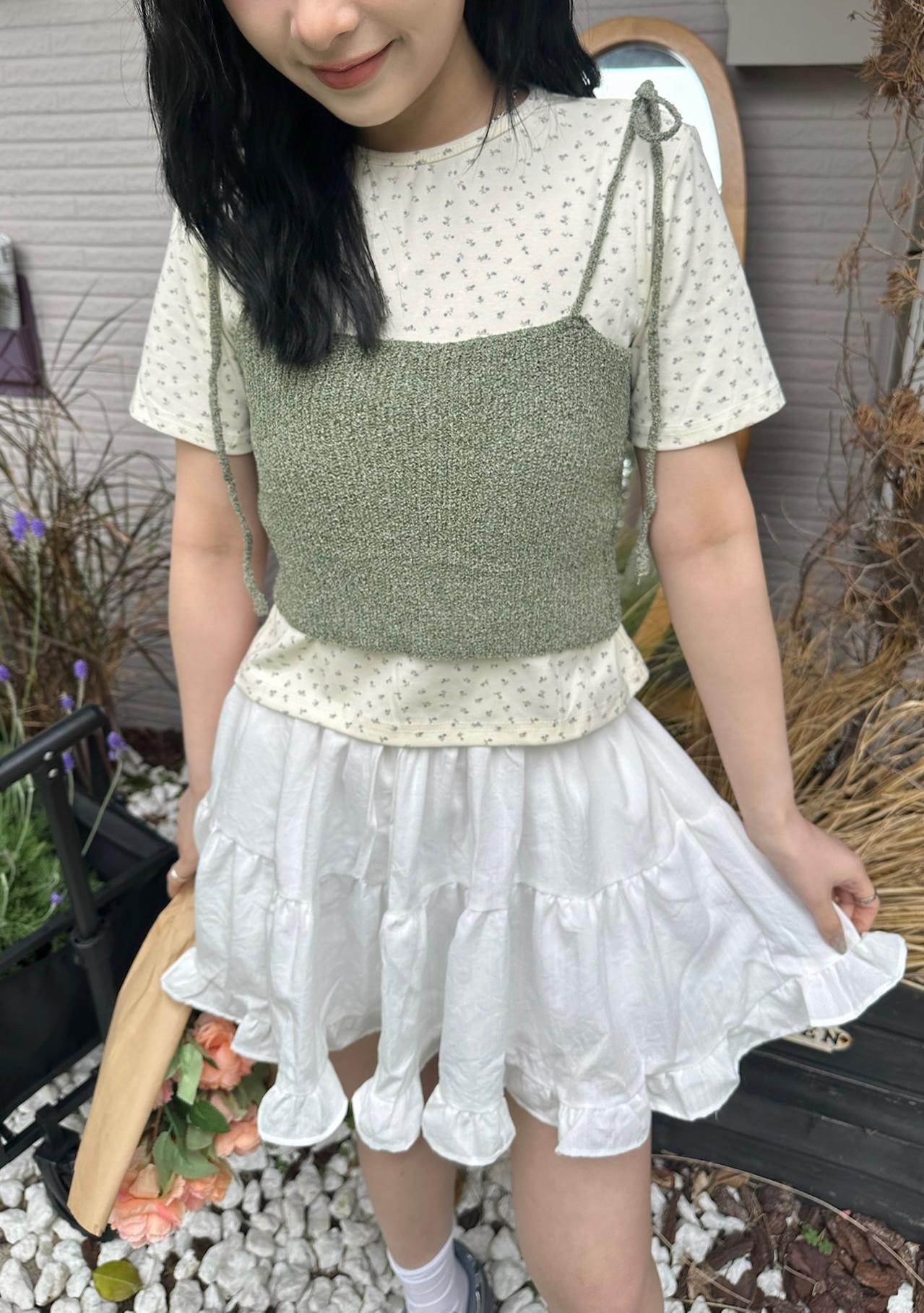 頭號甜心小花踢恤+綁帶小背心