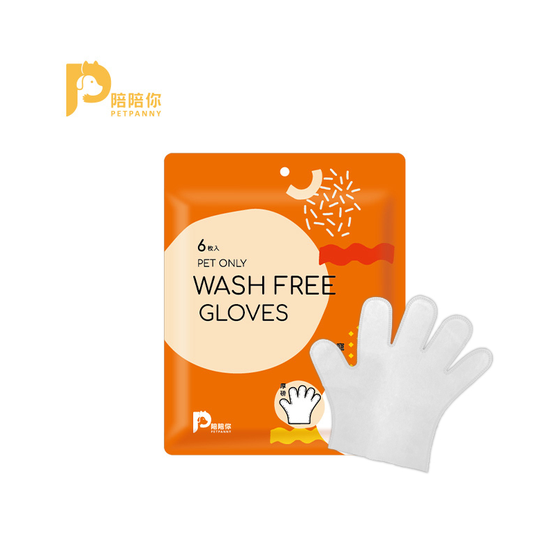 【Petpanny陪陪你】寵物專用免洗擦澡手套－6入